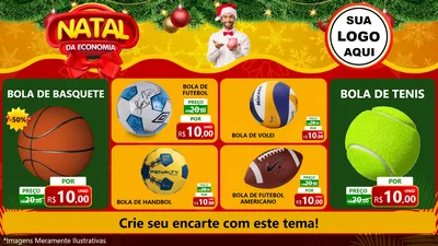Modelo de TV para TV Horizontal com o tema Natal da Economia para Artigos Esportivos