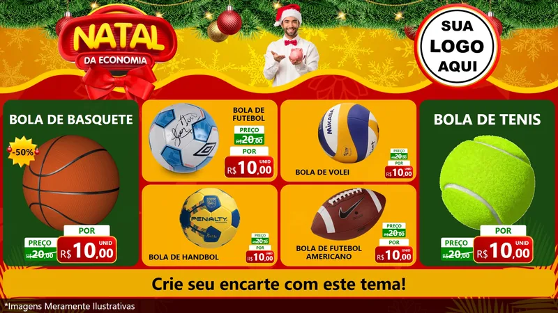 Modelo de TV para TV Horizontal com o tema Natal da Economia para Artigos Esportivos
