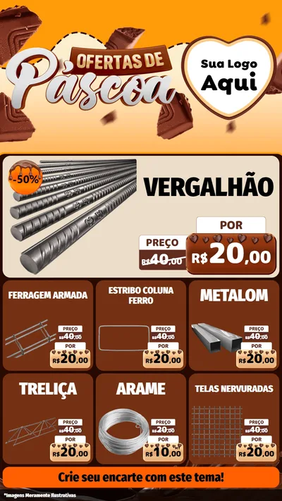 Modelo de Rede Social para Stories com o tema Ofertas de Páscoa para Ferragens