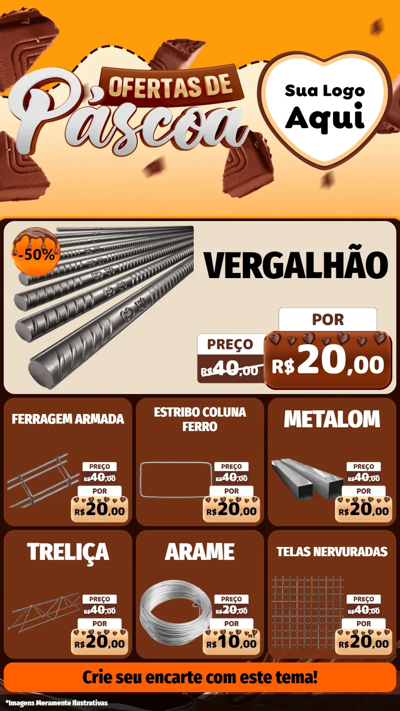 Modelo de Rede Social para Stories com o tema Ofertas de Páscoa para Ferragens