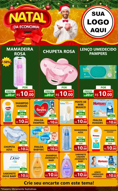 Modelo de Encarte para Encarte Grande com o tema Natal da Economia para Bebês