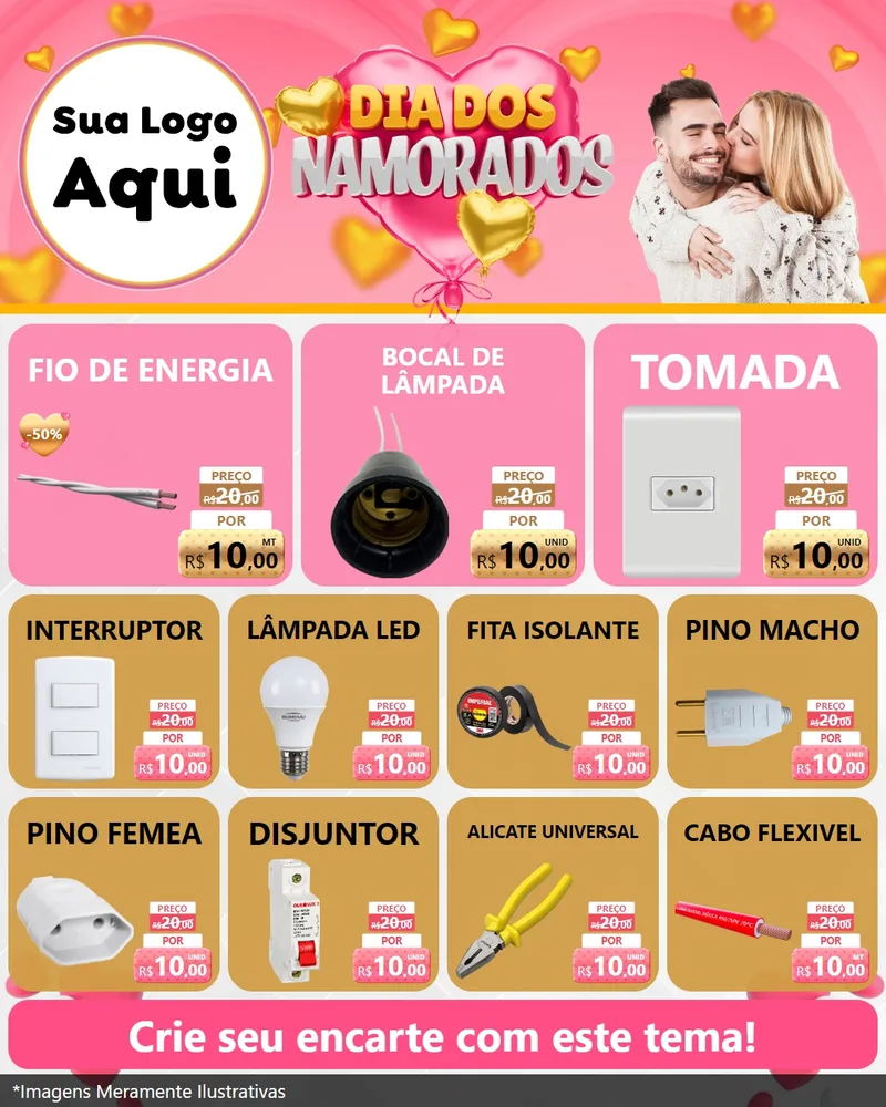 Modelo de Rede Social para Feed Instagram com o tema Dia dos Namorados para Materiais Elétricos