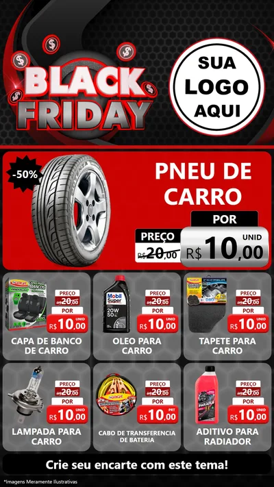 Modelo de Rede Social para Stories com o tema Black Friday para Auto peças