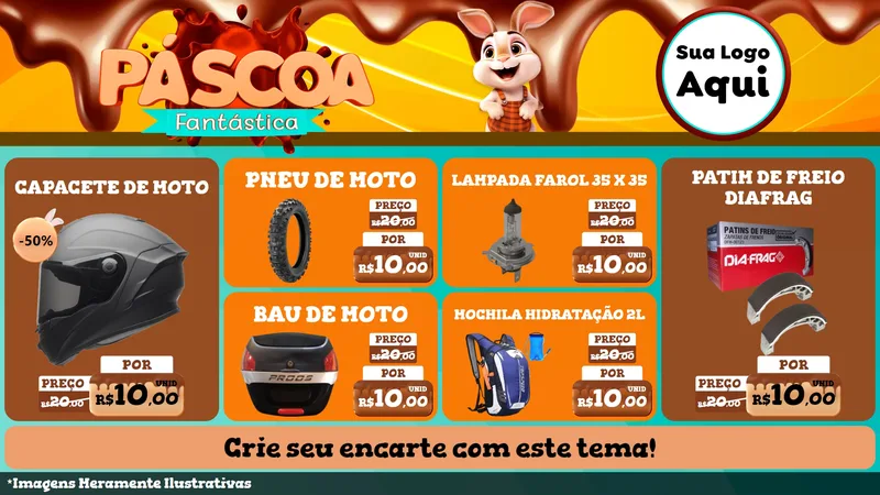 Modelo de TV para TV Horizontal com o tema Páscoa Fantástica para Moto peças