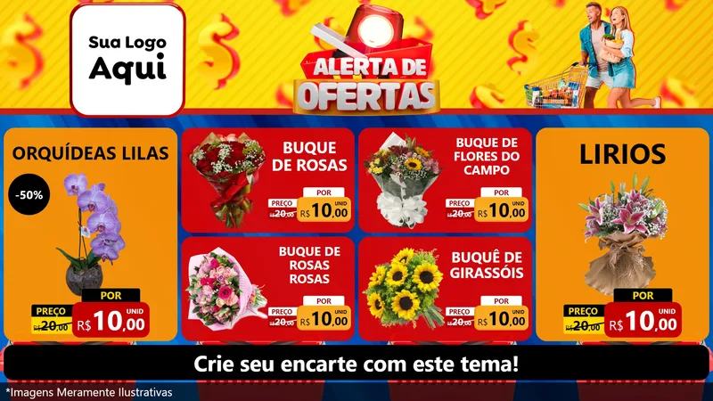 Modelo de TV para TV Horizontal com o tema Alerta de Ofertas para Floricultura e jardim