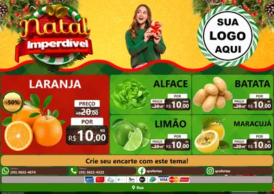 Modelo de Encarte para Encarte A4 Horizontal com o tema Natal Imperdível para Hortifrúti