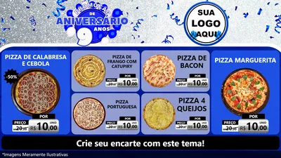 Modelo de TV para TV Horizontal com o tema Promoção de Aniversário - 9 Anos para Pizzaria