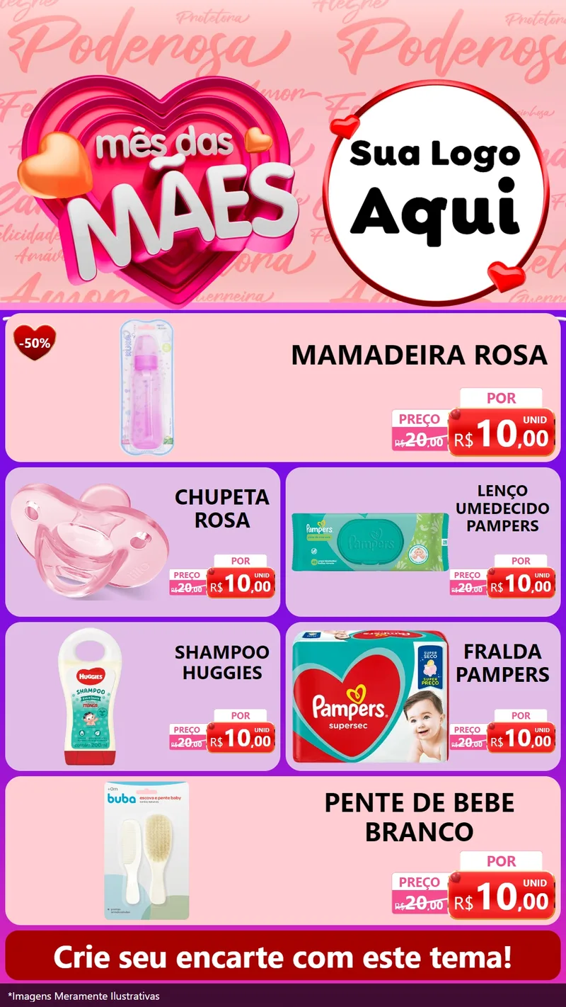 Modelo de TV para TV Vertical com o tema Mês Das Mães para Bebês