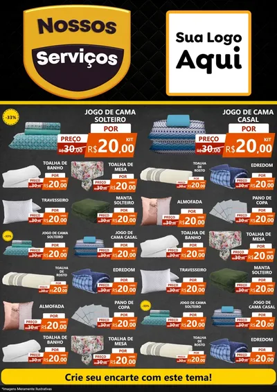 Modelo de Encarte para Encarte A4 Vertical com o tema Nossos Serviços para Cama, Mesa e Banho