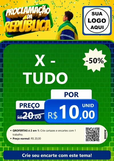 Modelo de Cartaz para Cartaz A4 Vertical com o tema Proclamação da República para Hamburgueria