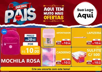 Modelo de Encarte para Encarte A4 Horizontal com o tema Dia dos Pais para Papelaria
