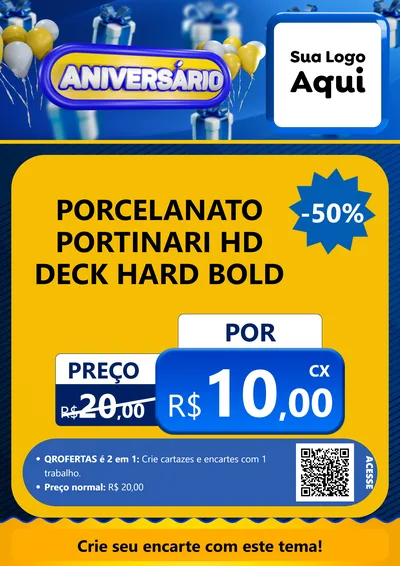 Modelo de Cartaz para Cartaz A4 Vertical com o tema Aniversário para Pisos e revestimentos