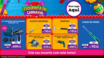 Modelo de TV para TV Horizontal com o tema Esquenta de Carnaval para Maquinas e Ferramentas