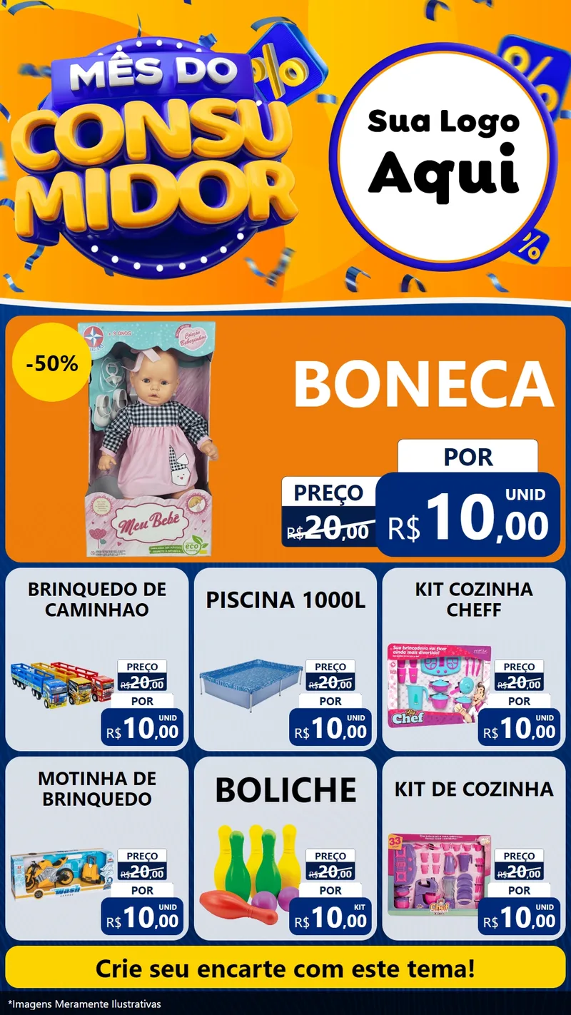 Modelo de Rede Social para Stories com o tema Mês do Consumidor para Brinquedos
