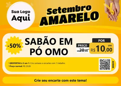 Modelo de Cartaz para Cartaz A4 Horizontal com o tema Setembro Amarelo para Produtos de Limpeza