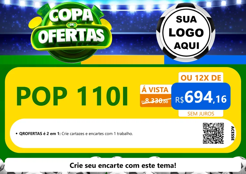 Modelo de Cartaz para Cartaz A4 Horizontal com o tema Copa de Ofertas para Concessionaria de Motos