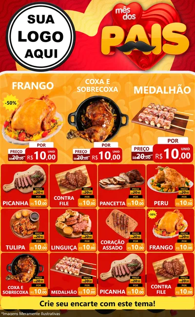 Modelo de Encarte para Encarte Grande com o tema Mês Dos Pais para Assados