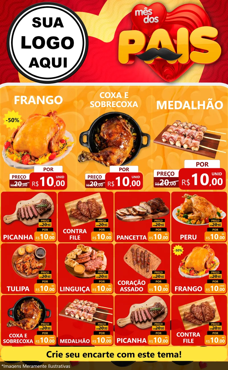 Modelo de Encarte para Encarte Grande com o tema Mês Dos Pais para Assados