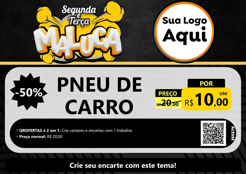 Modelo de Cartaz para Cartaz A4 Horizontal com o tema Segunda e Terça Maluca para Auto peças
