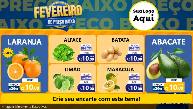 Modelo de TV para TV Horizontal com o tema Fevereiro de Preço Baixo para Hortifrúti