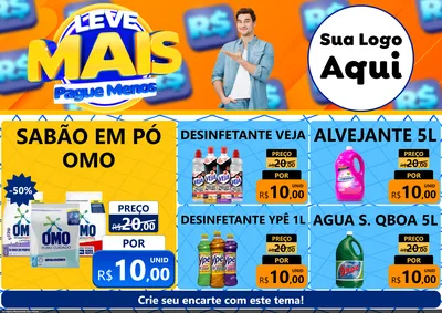 Modelo de Encarte para Encarte A4 Horizontal com o tema Leve Mais, Pague Menos para Produtos de Limpeza