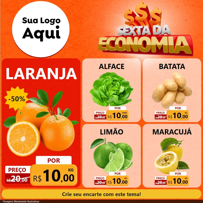 Modelo de Rede Social para Feed Facebook com o tema Sexta da Economia para Hortifrúti