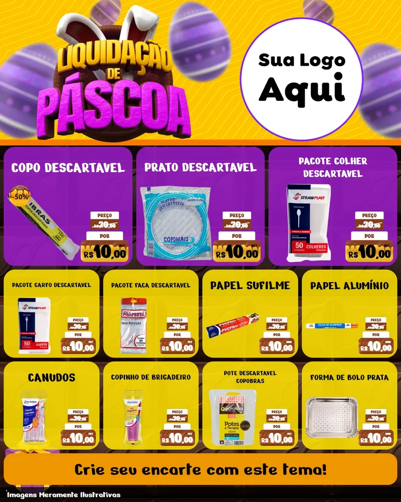 Modelo de Rede Social para Feed Instagram com o tema Liquidação de Páscoa para Embalagens