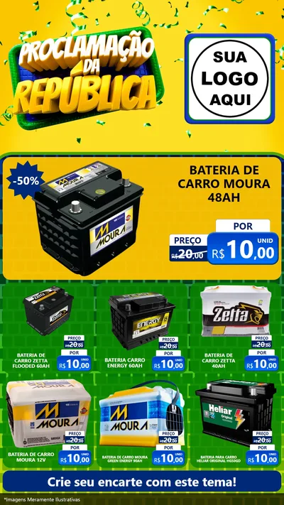 Modelo de Rede Social para Stories com o tema Proclamação da República para Baterias Elétricas