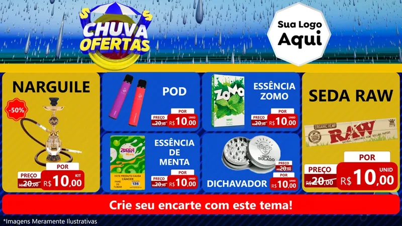 Modelo de TV para TV Horizontal com o tema Chuva de Ofertas para Tabacaria
