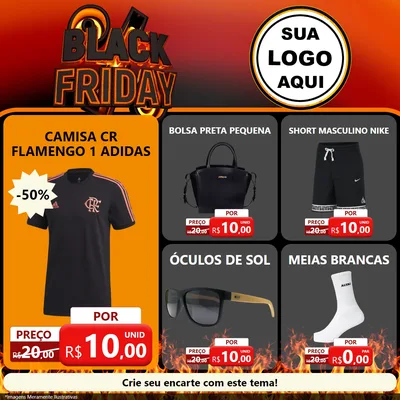 Modelo de Rede Social para Feed Facebook com o tema Black Friday para Roupas e acessórios