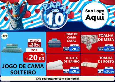 Modelo de Encarte para Encarte A4 Horizontal com o tema Papai Nota 10 para Cama, Mesa e Banho