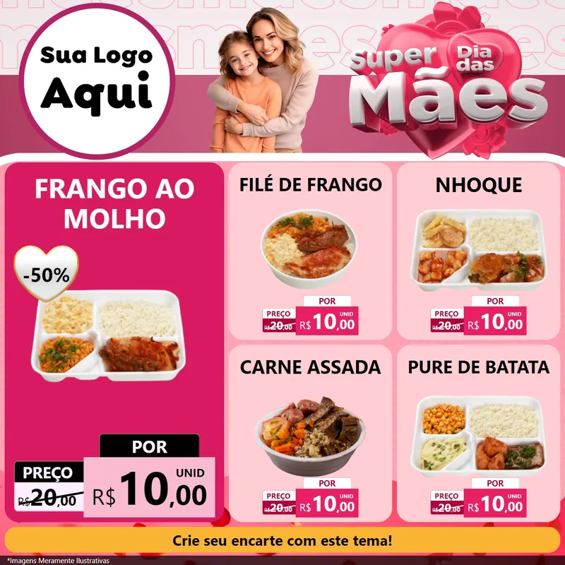 Modelo de Rede Social para Feed Facebook com o tema Super Dia Das Mães para Restaurante