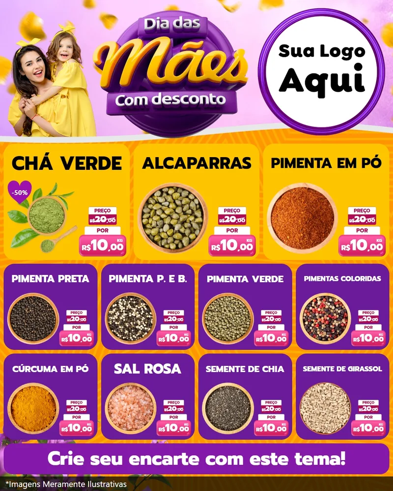 Modelo de Rede Social para Feed Instagram com o tema Dia das Mães com Desconto para Produtos Naturais