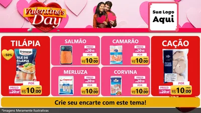 Modelo de TV para TV Horizontal com o tema Valentine's Day para Peixaria