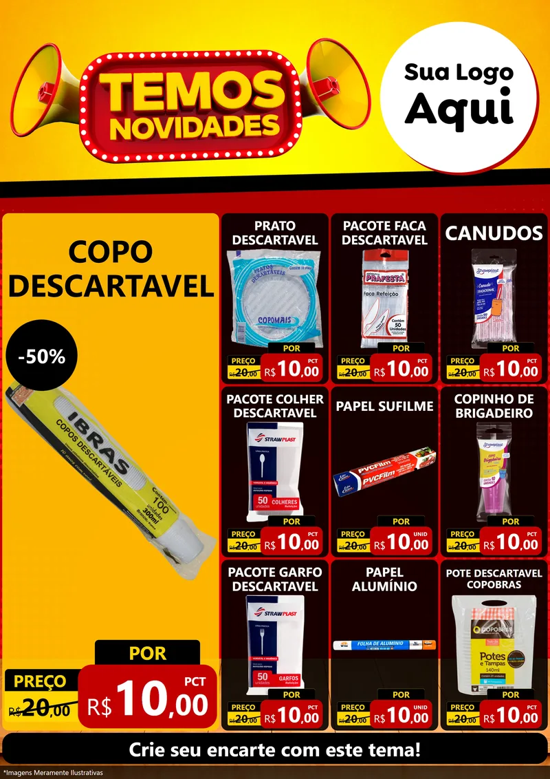 Modelo de Encarte para Encarte A4 Vertical com o tema Temos Novidades para Embalagens