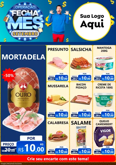 Modelo de Encarte para Encarte A4 Vertical com o tema Operação Fecha Mês Setembro para Frios e Laticínios