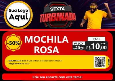 Modelo de Cartaz para Cartaz A4 Horizontal com o tema Sexta Turbinada para Papelaria