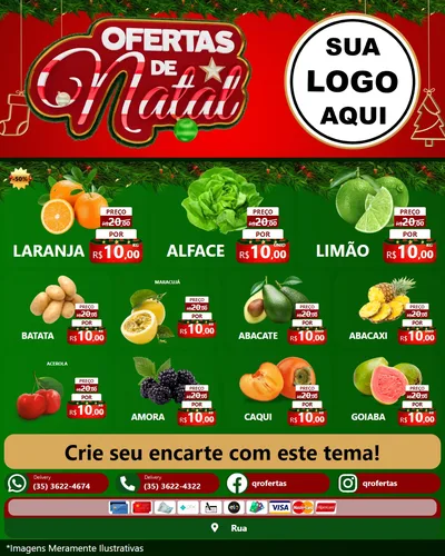 Modelo de Rede Social para Feed Instagram com o tema Ofertas de Natal para Hortifrúti