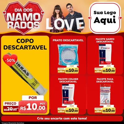 Modelo de Rede Social para Feed Facebook com o tema Dia dos Namorados para Embalagens