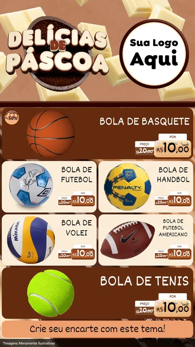 Modelo de TV para TV Vertical com o tema Delícias de Páscoa para Artigos Esportivos