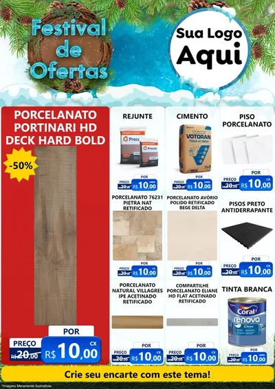 Modelo de Encarte para Encarte A4 Vertical com o tema Festival de Ofertas - Inverno para Pisos e revestimentos