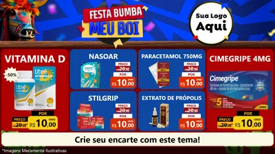 Modelo de TV para TV Horizontal com o tema Festa Bumba meu Boi para Farmácia