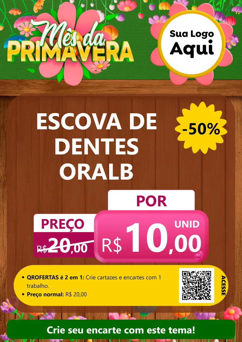 Modelo de Cartaz para Cartaz A4 Vertical com o tema Mês da Primavera para Higiene Pessoal