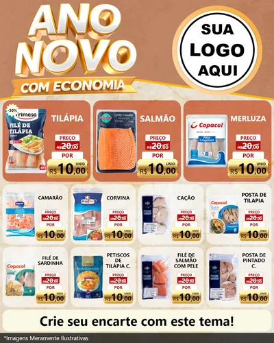 Modelo de Rede Social para Feed Instagram com o tema Ano Novo Com Economia para Peixaria