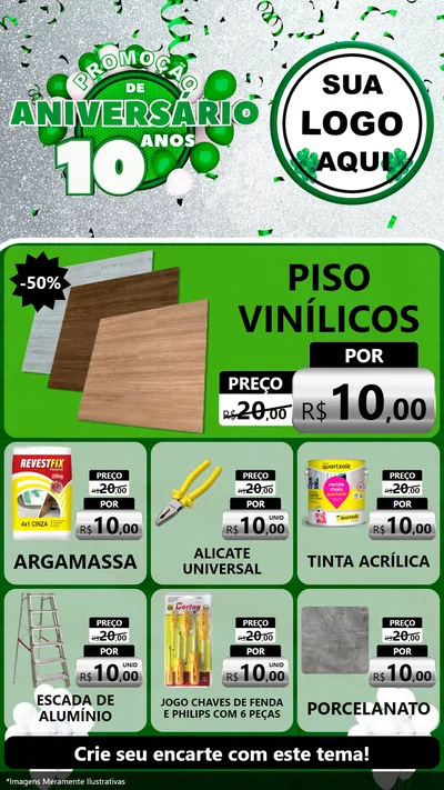 Modelo de Rede Social para Stories com o tema Promoção de Aniversário - 10 Anos para Material para Construção