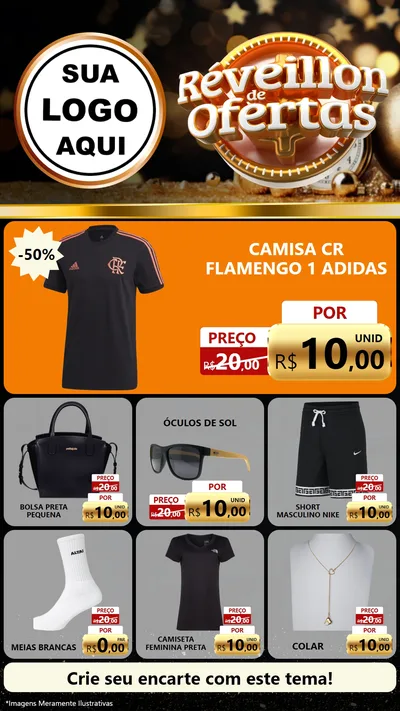 Modelo de Rede Social para Stories com o tema Réveillon de Ofertas para Roupas e acessórios