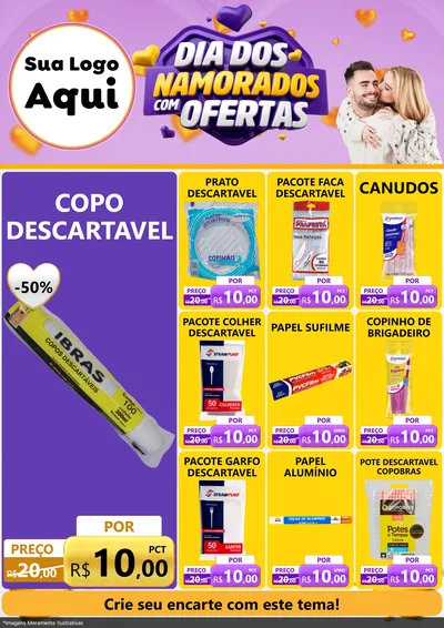 Modelo de Encarte para Encarte A4 Vertical com o tema Dia Dos Namorados Com Ofertas para Embalagens