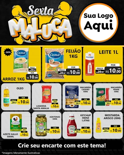 Modelo de Rede Social para Feed Instagram com o tema Sexta Maluca para Supermercado