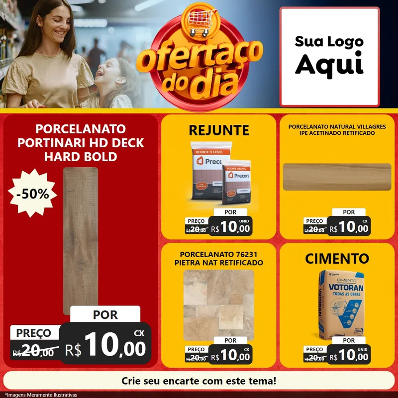 Modelo de Rede Social para Feed Facebook com o tema Ofertaço Do Dia para Pisos e revestimentos