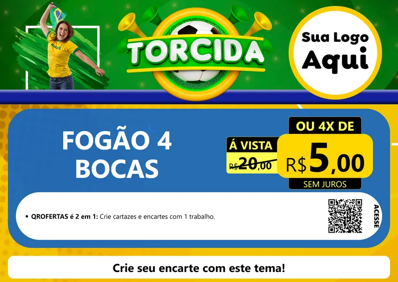 Modelo de Cartaz para Cartaz A4 Horizontal com o tema Torcida para Móveis e Eletro